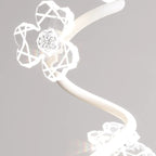 Contemporary Creative Dome Curve Stitching Flowers Iron Aluminum Silicone LED Pendant Light For Bedroom