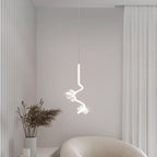 Contemporary Creative Dome Curve Stitching Flowers Iron Aluminum Silicone LED Pendant Light For Bedroom