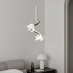 Contemporary Creative Dome Curve Stitching Flowers Iron Aluminum Silicone LED Pendant Light For Bedroom