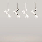 Contemporary Creative Dome Curve Stitching Flowers Iron Aluminum Silicone LED Pendant Light For Bedroom