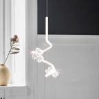 Contemporary Creative Dome Curve Stitching Flowers Iron Aluminum Silicone LED Pendant Light For Bedroom