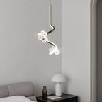 Contemporary Creative Dome Curve Stitching Flowers Iron Aluminum Silicone LED Pendant Light For Bedroom