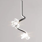Contemporary Creative Dome Curve Stitching Flowers Iron Aluminum Silicone LED Pendant Light For Bedroom