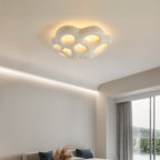 Contemporary Scandinavian Irregular Shape Holes Full Polystyrene Lampshade 3 - Light Flush Mount Ceiling Light For Living Room