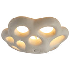 Contemporary Scandinavian Irregular Shape Holes Full Polystyrene Lampshade 3 - Light Flush Mount Ceiling Light For Living Room