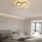 Contemporary Scandinavian Irregular Shape Holes Full Polystyrene Lampshade 3 - Light Flush Mount Ceiling Light For Living Room