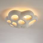 Contemporary Scandinavian Irregular Shape Holes Full Polystyrene Lampshade 3 - Light Flush Mount Ceiling Light For Living Room