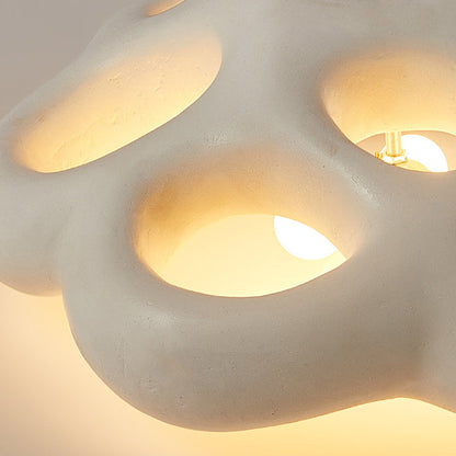 Contemporary Scandinavian Irregular Shape Holes Full Polystyrene Lampshade 3 - Light Flush Mount Ceiling Light For Living Room