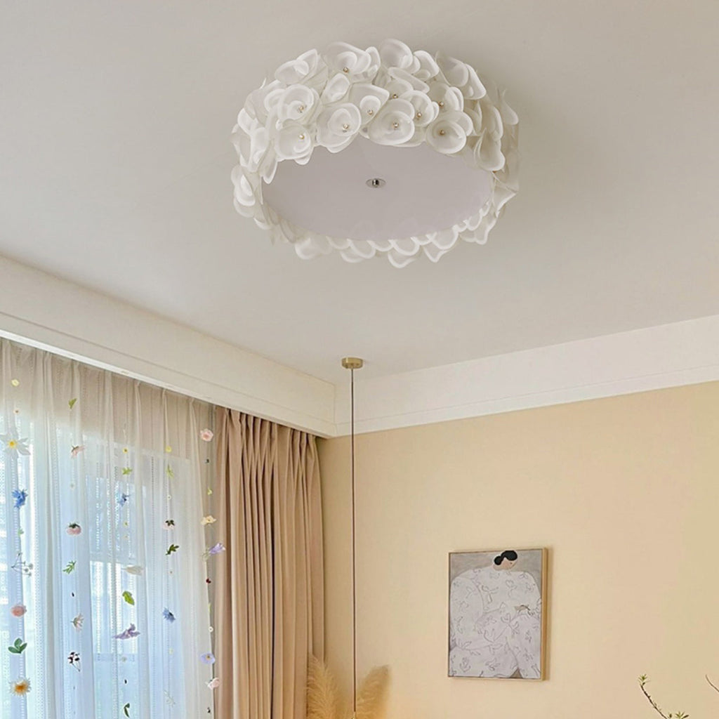 Contemporary Creative Round PVC Flowers Lampshade Iron 4/5/6 - Light Flush Mount Ceiling Light For Bedroom
