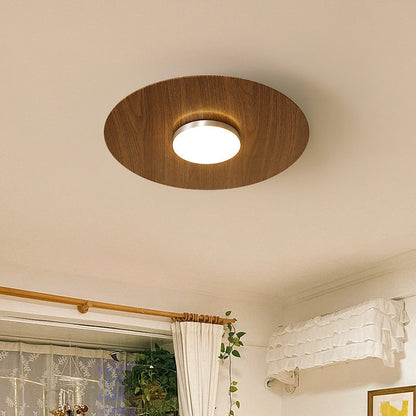 Contemporary Retro Round Disc Iron Acrylic Lampshade LED Flush Mount Ceiling Light For Bedroom