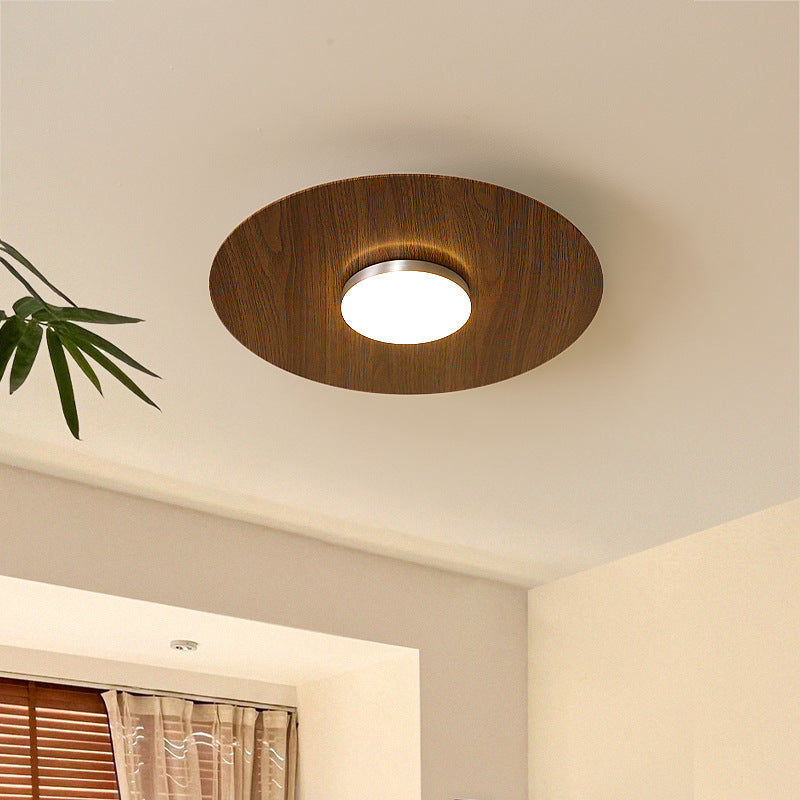 Contemporary Retro Round Disc Iron Acrylic Lampshade LED Flush Mount Ceiling Light For Bedroom