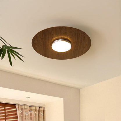 Contemporary Retro Round Disc Iron Acrylic Lampshade LED Flush Mount Ceiling Light For Bedroom