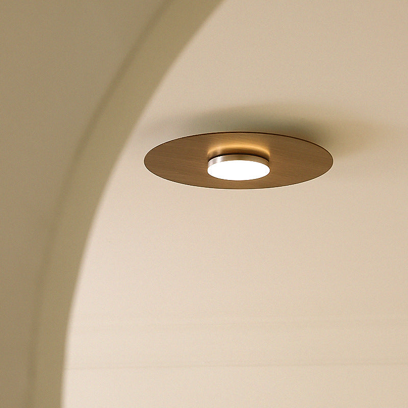 Contemporary Retro Round Disc Iron Acrylic Lampshade LED Flush Mount Ceiling Light For Bedroom