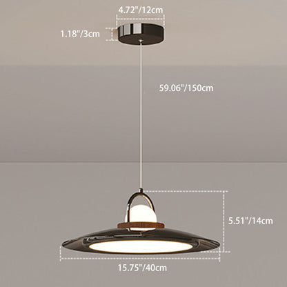 Contemporary Scandinavian Dome UFO Shape Iron PE Lampshade LED Pendant Light For Dining Room