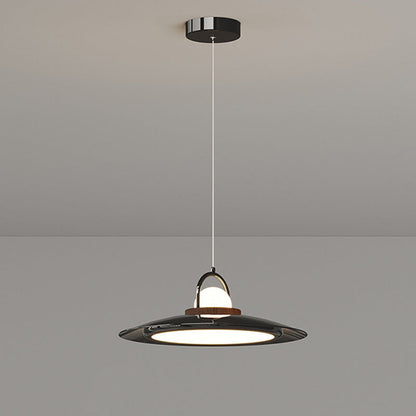 Contemporary Scandinavian Dome UFO Shape Iron PE Lampshade LED Pendant Light For Dining Room