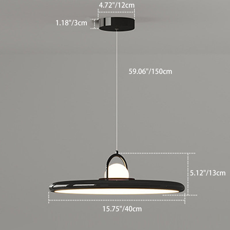 Contemporary Scandinavian Dome Round Disc Iron PE Lampshade LED Pendant Light For Dining Room