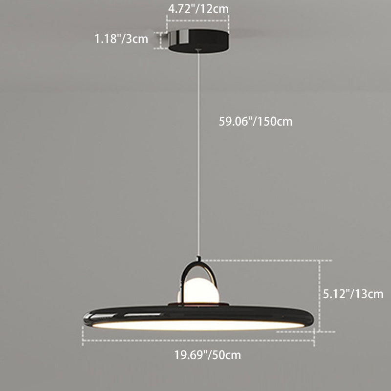 Contemporary Scandinavian Dome Round Disc Iron PE Lampshade LED Pendant Light For Dining Room