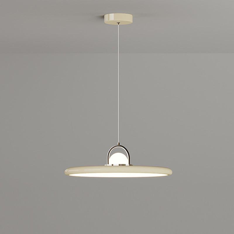 Contemporary Scandinavian Dome Round Disc Iron PE Lampshade LED Pendant Light For Dining Room
