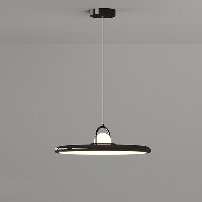 Contemporary Scandinavian Dome Round Disc Iron PE Lampshade LED Pendant Light For Dining Room
