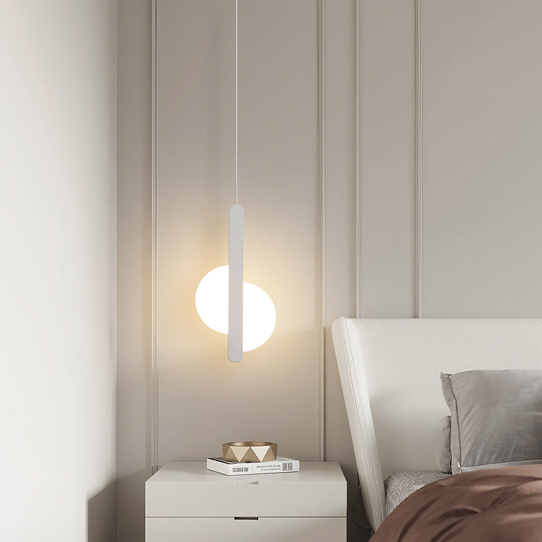 Modern Simplicity Dome Half Cut Circle Iron Acrylic Lampshade LED Pendant Light for Bedroom BulbSquare