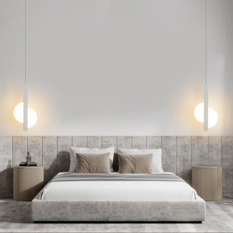 Modern Simplicity Dome Half Cut Circle Iron Acrylic Lampshade LED Pendant Light for Bedroom BulbSquare
