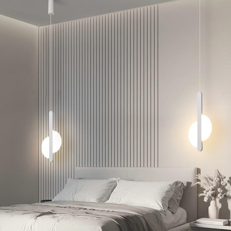 Modern Simplicity Dome Half Cut Circle Iron Acrylic Lampshade LED Pendant Light for Bedroom BulbSquare