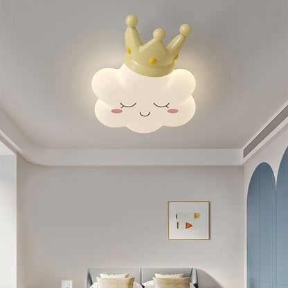 Contemporary Creative Bow Crown Santa Hat Iron PE Lampshade LED Flush Mount Ceiling Light For Bedroom