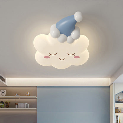 Contemporary Creative Bow Crown Santa Hat Iron PE Lampshade LED Flush Mount Ceiling Light For Bedroom