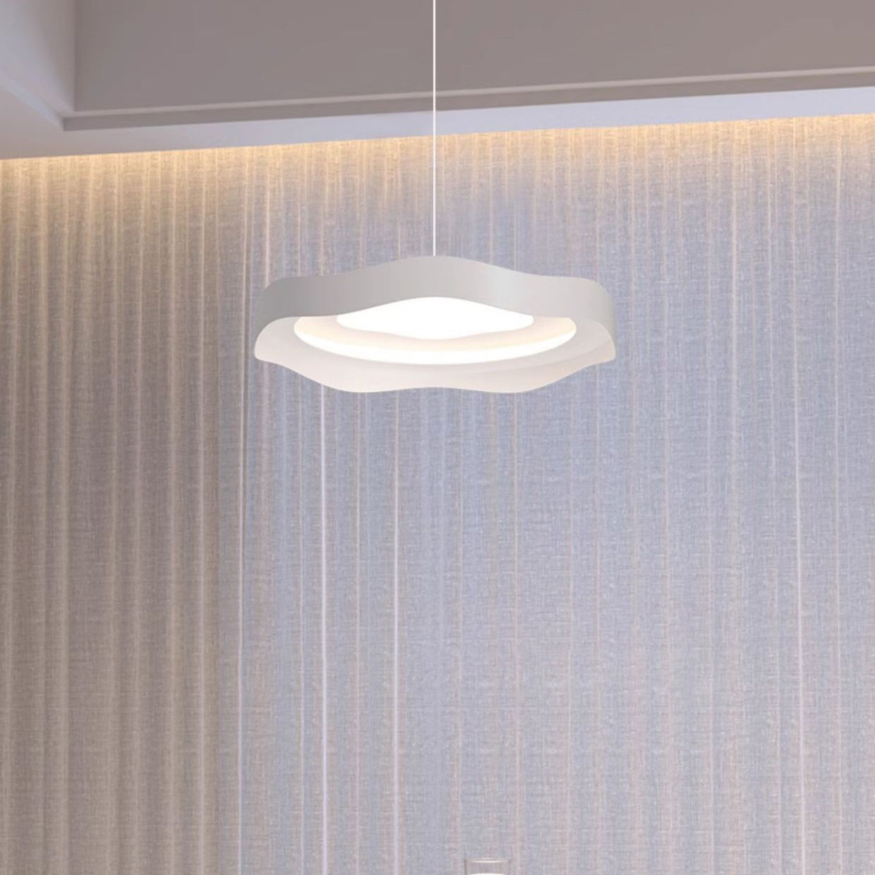Modern Minimalist Dome Wave Round Iron Aluminum Lampshade LED Pendant Light For Dining Room
