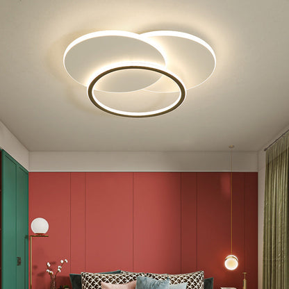Contemporary Simplicity Stitching Round Square Hardware PMMA Lampshade LED Flush Mount Ceiling Light For Bedroom