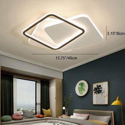 Contemporary Simplicity Stitching Round Square Hardware PMMA Lampshade LED Flush Mount Ceiling Light For Bedroom