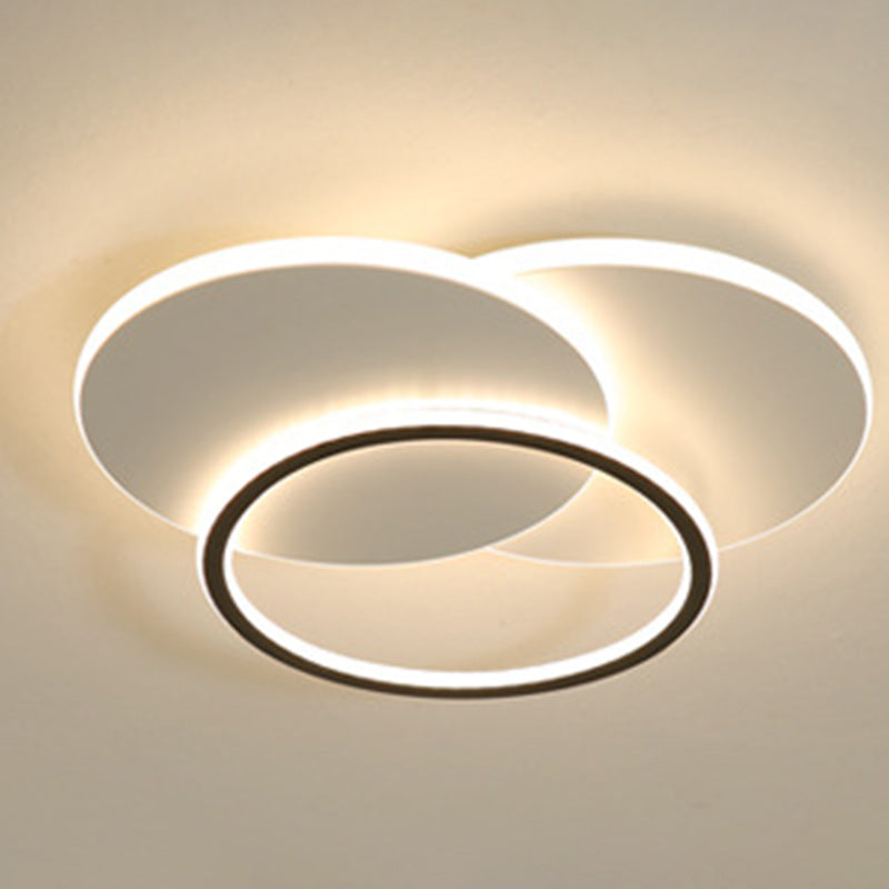 Contemporary Simplicity Stitching Round Square Hardware PMMA Lampshade LED Flush Mount Ceiling Light For Bedroom