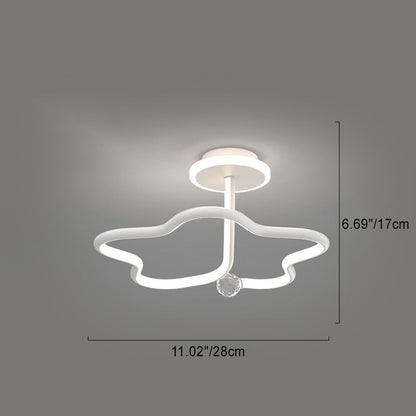 Modern Simplicity Geometric Curve Aluminum Acrylic Lampshade Iron LED Semi-Flush Mount Ceiling Light For Hallways