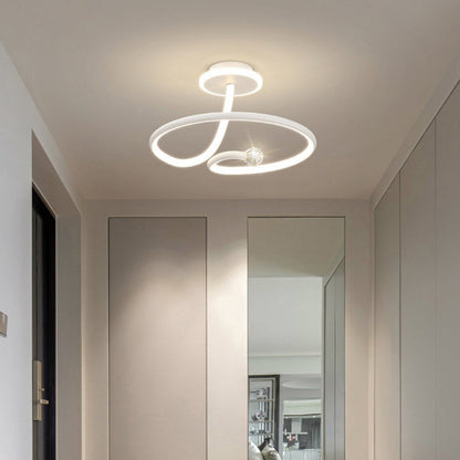 Modern Simplicity Geometric Curve Aluminum Acrylic Lampshade Iron LED Semi-Flush Mount Ceiling Light For Hallways