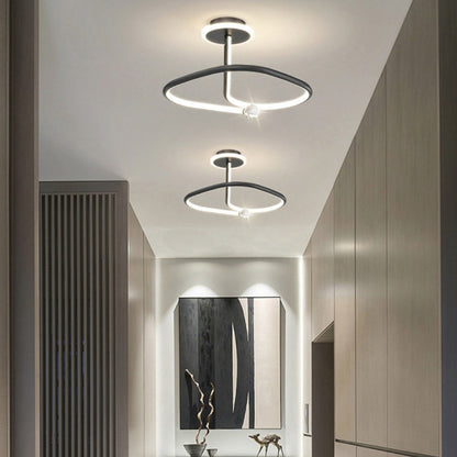 Modern Simplicity Geometric Curve Aluminum Acrylic Lampshade Iron LED Semi-Flush Mount Ceiling Light For Hallways