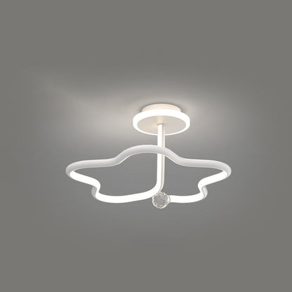 Modern Simplicity Geometric Curve Aluminum Acrylic Lampshade Iron LED Semi-Flush Mount Ceiling Light For Hallways