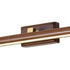 Traditional Japanese Long Cylindrical Straight Line Rotatable Walnut Copper LED Vanity Light Mirror Front Wall Sconce Lamp For Bathroom
