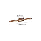 Traditional Japanese Long Cylindrical Straight Line Rotatable Walnut Copper LED Vanity Light Mirror Front Wall Sconce Lamp For Bathroom