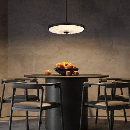 Contemporary Scandinavian Dome Disc Wrinkles PP Iron Ash LED Pendant Light For Dining Room