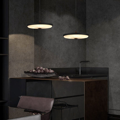 Contemporary Scandinavian Dome Disc Wrinkles PP Iron Ash LED Pendant Light For Dining Room