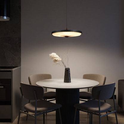 Contemporary Scandinavian Dome Disc Wrinkles PP Iron Ash LED Pendant Light For Dining Room