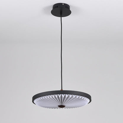 Contemporary Scandinavian Dome Disc Wrinkles PP Iron Ash LED Pendant Light For Dining Room