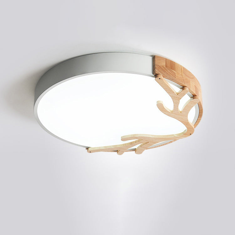 Contemporary Nordic Round Deer Iron Acrylic Lampshade LED Flush Mount Ceiling Light For Bedroom Lumendat