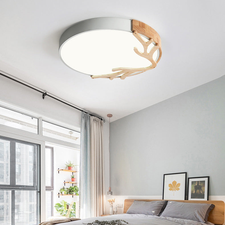 Contemporary Nordic Round Deer Iron Acrylic Lampshade LED Flush Mount Ceiling Light For Bedroom Lumendat