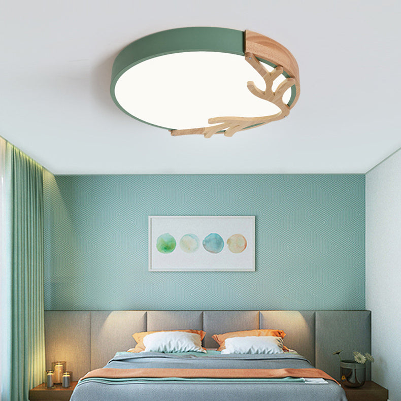 Contemporary Nordic Round Deer Iron Acrylic Lampshade LED Flush Mount Ceiling Light For Bedroom Lumendat