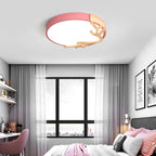 Contemporary Nordic Round Deer Iron Acrylic Lampshade LED Flush Mount Ceiling Light For Bedroom Lumendat