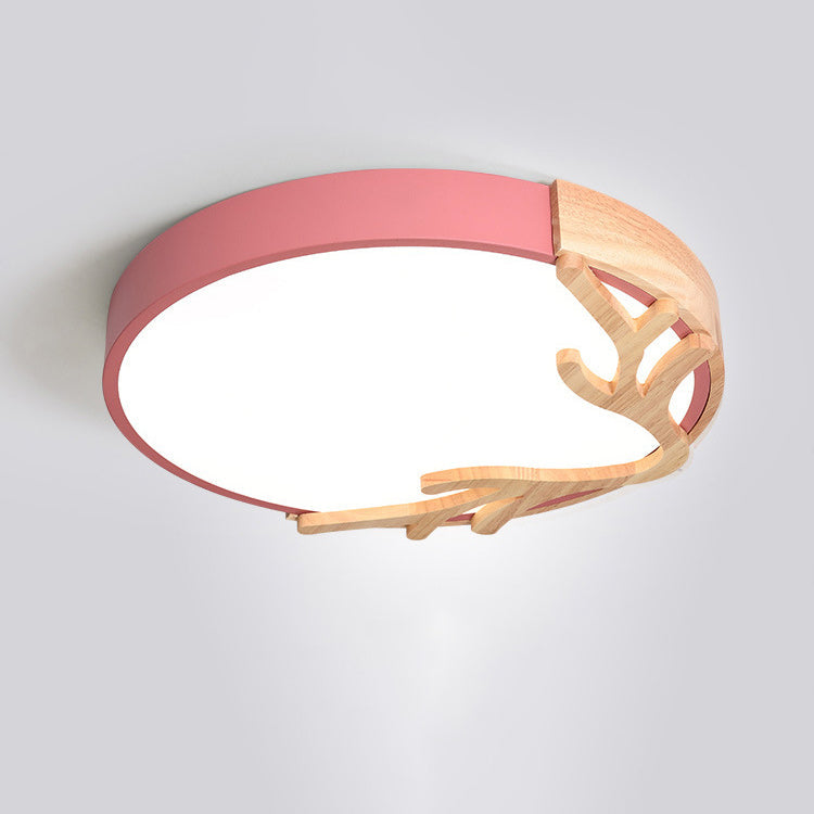 Contemporary Nordic Round Deer Iron Acrylic Lampshade LED Flush Mount Ceiling Light For Bedroom Lumendat