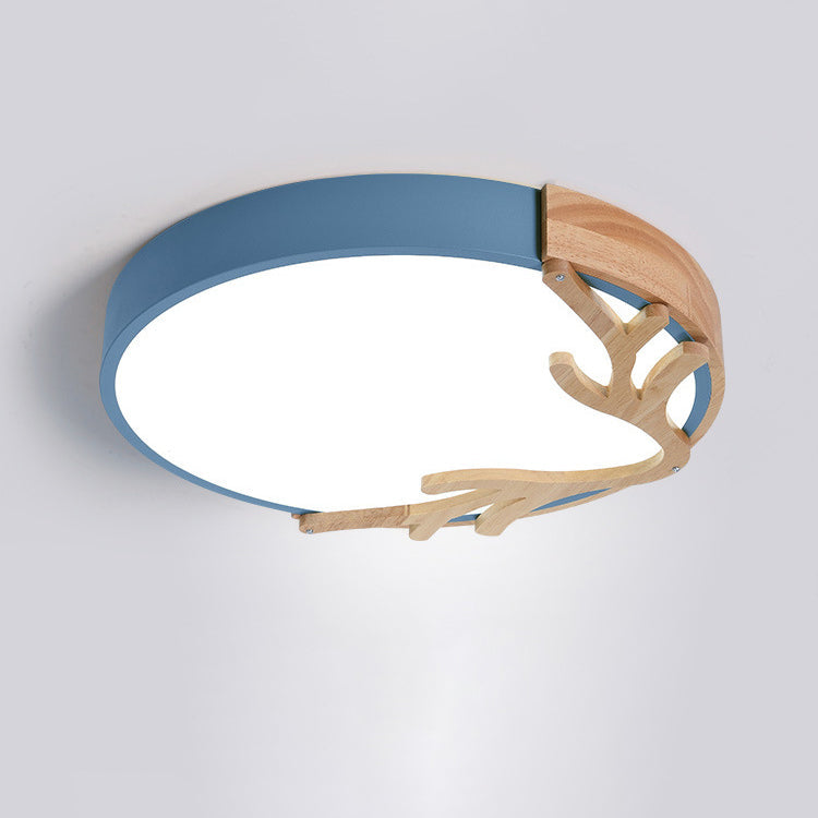 Contemporary Nordic Round Deer Iron Acrylic Lampshade LED Flush Mount Ceiling Light For Bedroom Lumendat