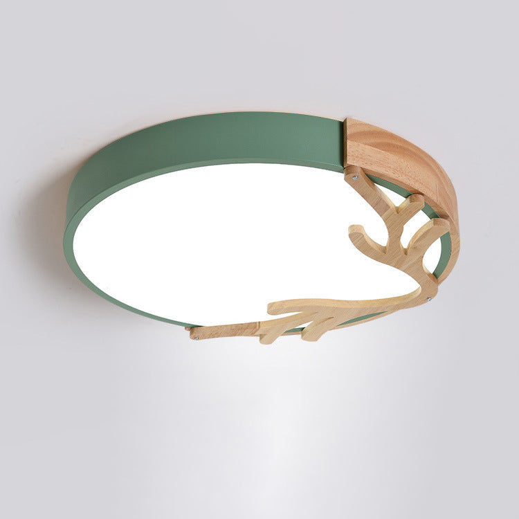 Contemporary Nordic Round Deer Iron Acrylic Lampshade LED Flush Mount Ceiling Light For Bedroom Lumendat