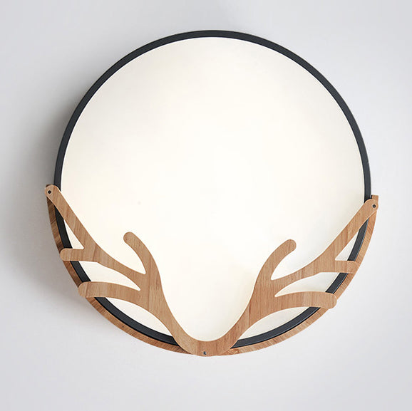 Contemporary Nordic Round Deer Iron Acrylic Lampshade LED Flush Mount Ceiling Light For Bedroom Lumendat